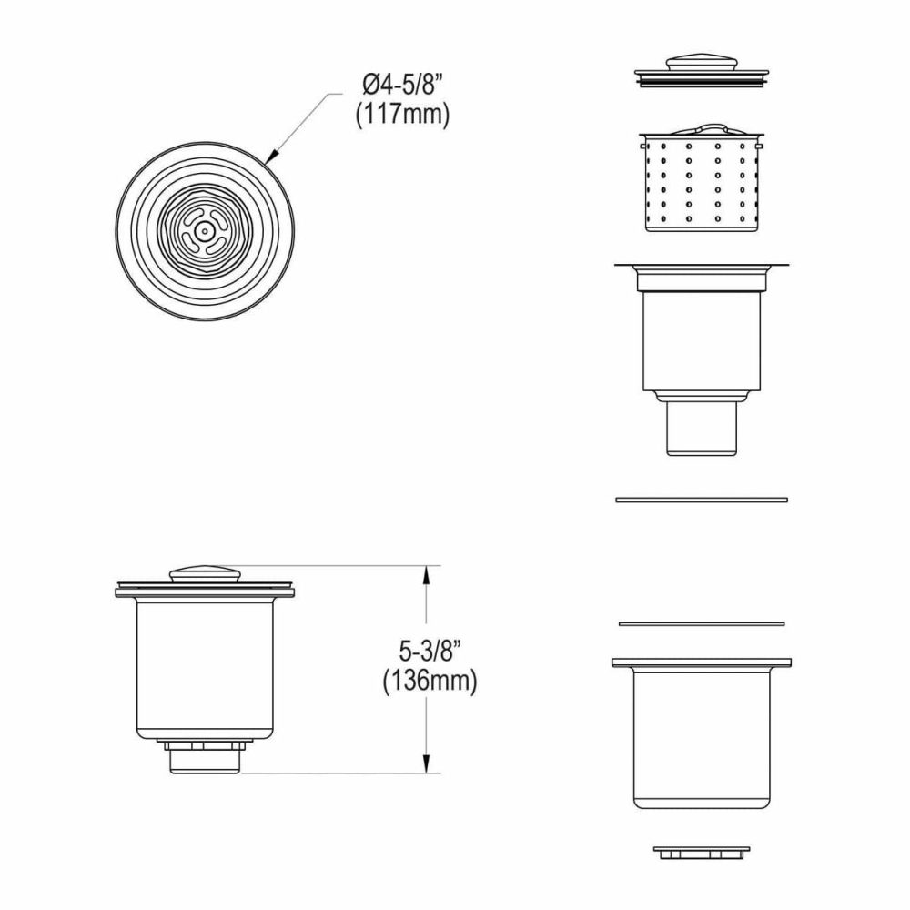 Sink Strainers | 3-1/2″ Basket Strainer and Stopper Kitchen Accessories Sink Strainers