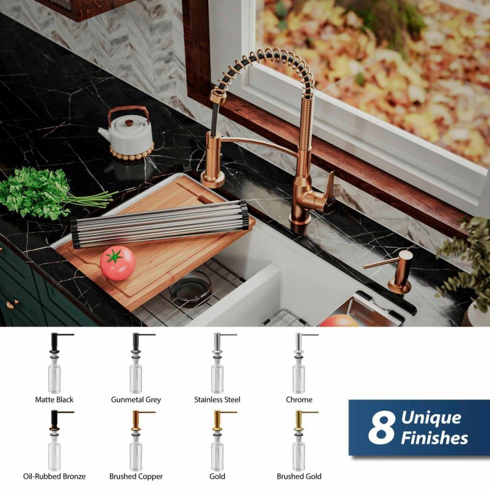 Soap Dispensers | 20-1/2″ L x 15″ W Stainless Steel Basin Rack with Protective Bumpers for Sink Kitchen Accessories Rushed Copper/Brushed Gold/Chrome/Gold/Gunmetal Grey/Matte Black/Oil Rubbed Bronze/Stainless Stee