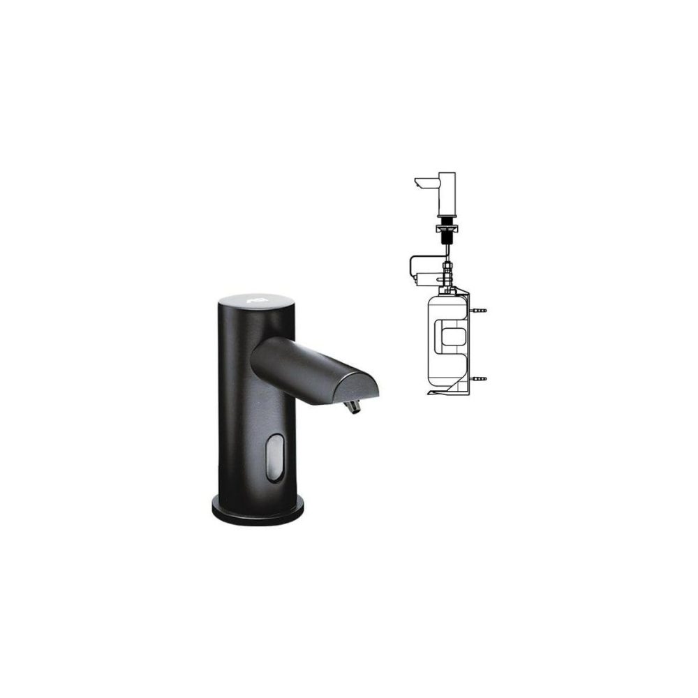 Soap Dispensers | Deck Mounted Electronic Liquid Soap Dispenser with 51 oz Capacity Kitchen Accessories Chrome/Matte Black